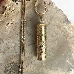 VTG Gold Vermeil Sterling Silver 925 St Raphael Angel Prayer Pendant Necklace